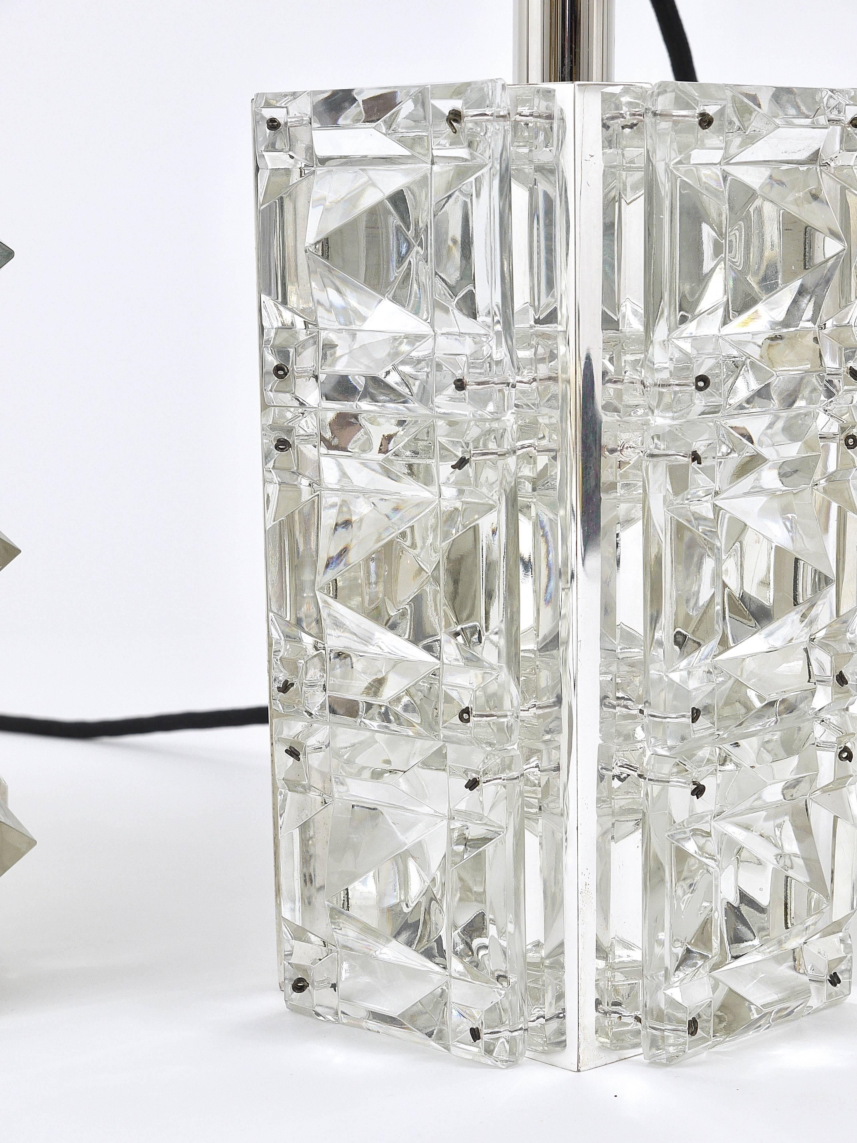 Up to Three Identical Bakalowits Faceted Crystal Pendant Lamps, Austria, 1960s For Sale 3