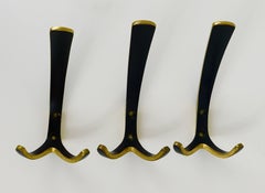 Up to Three Midcentury Brass Wall Hooks by Hertha Baller, Austria, 1950s