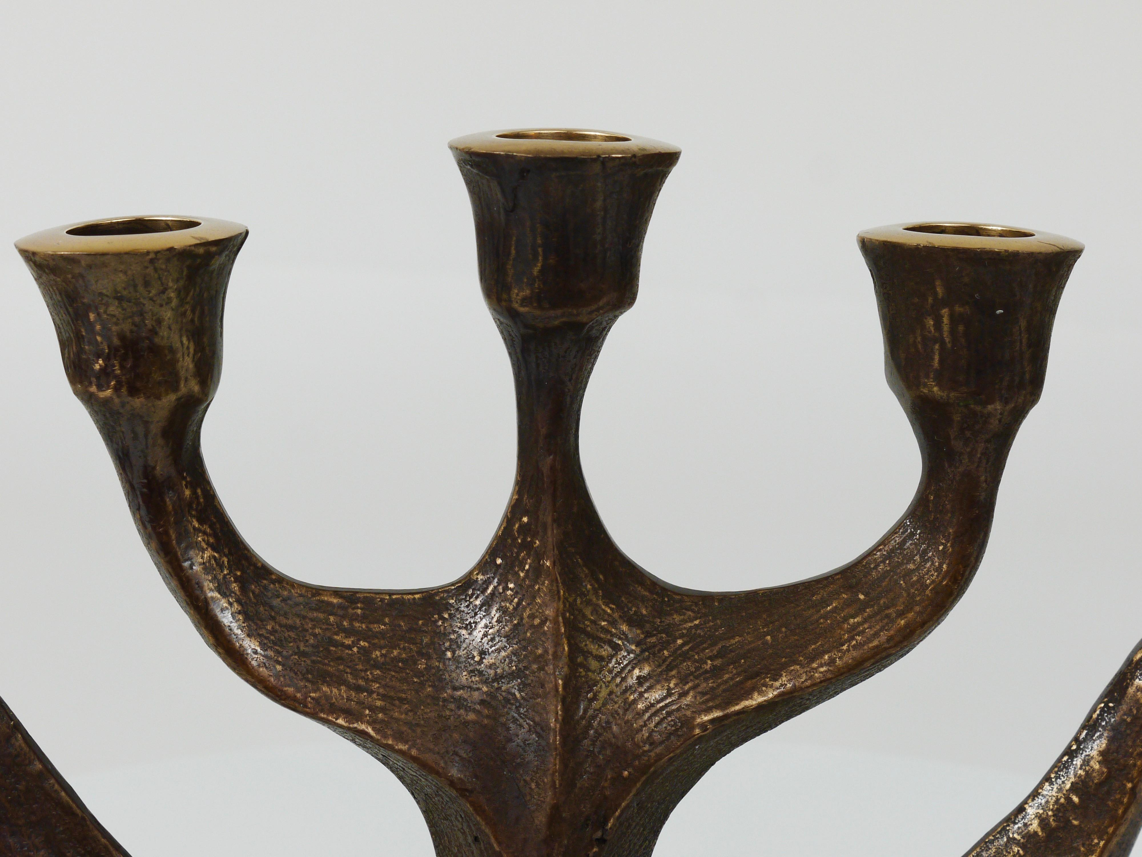 Up to Two Midcentury Brutalist Bronze Candleholders by Michael Harjes, 1960s For Sale 6