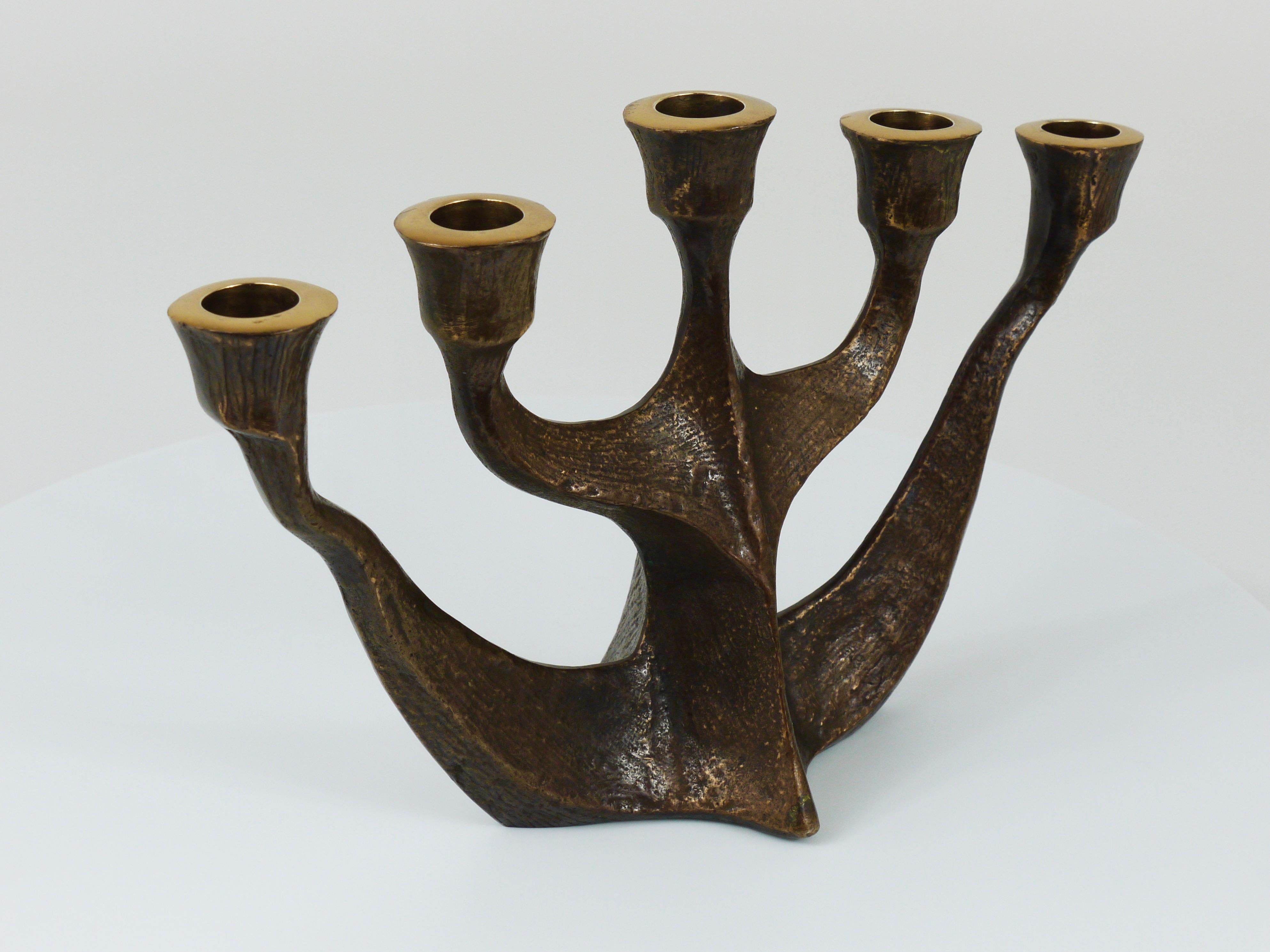 Up to Two Midcentury Brutalist Bronze Candleholders by Michael Harjes, 1960s For Sale 7