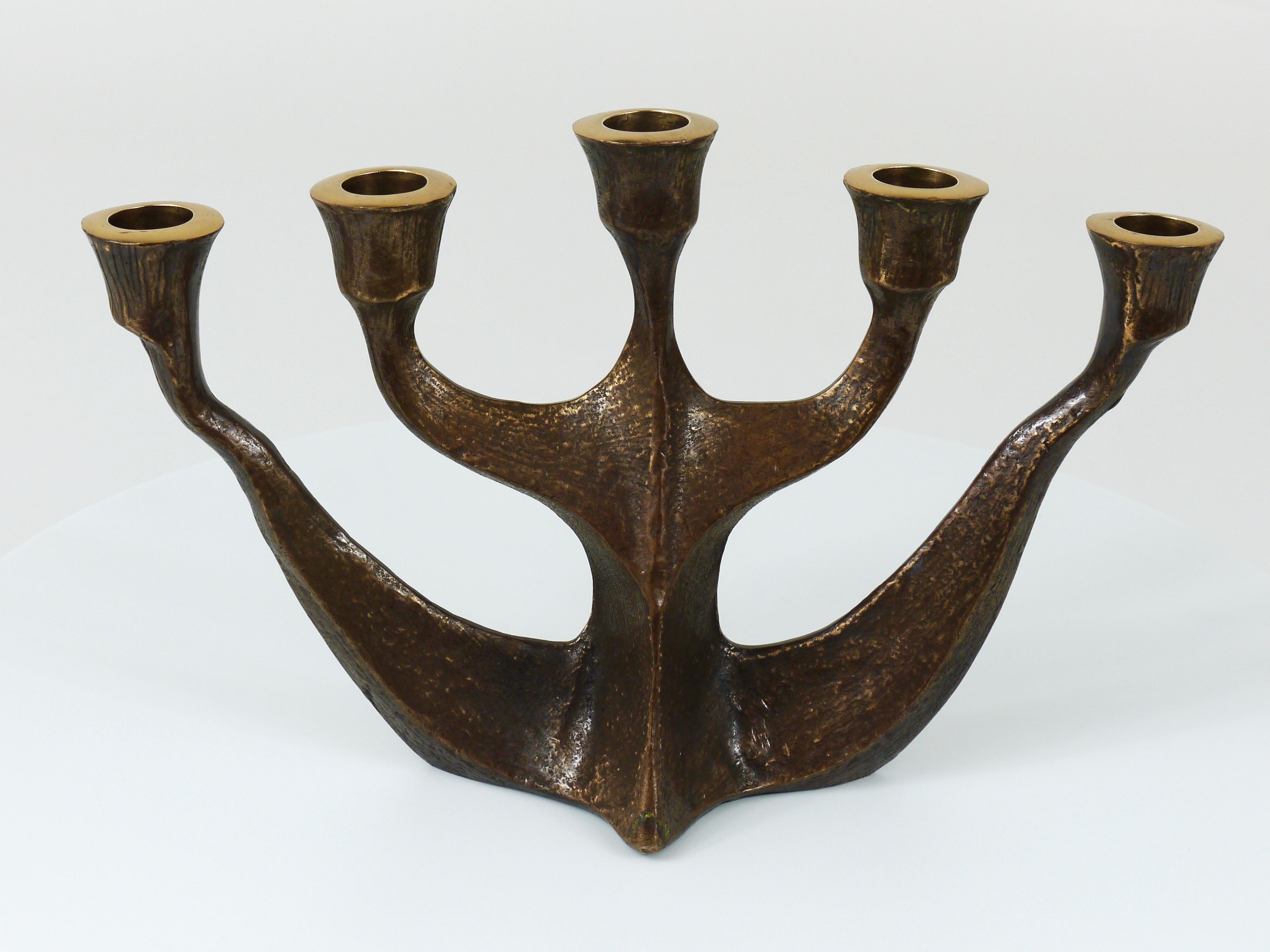 Up to Two Midcentury Brutalist Bronze Candleholders by Michael Harjes, 1960s For Sale 8