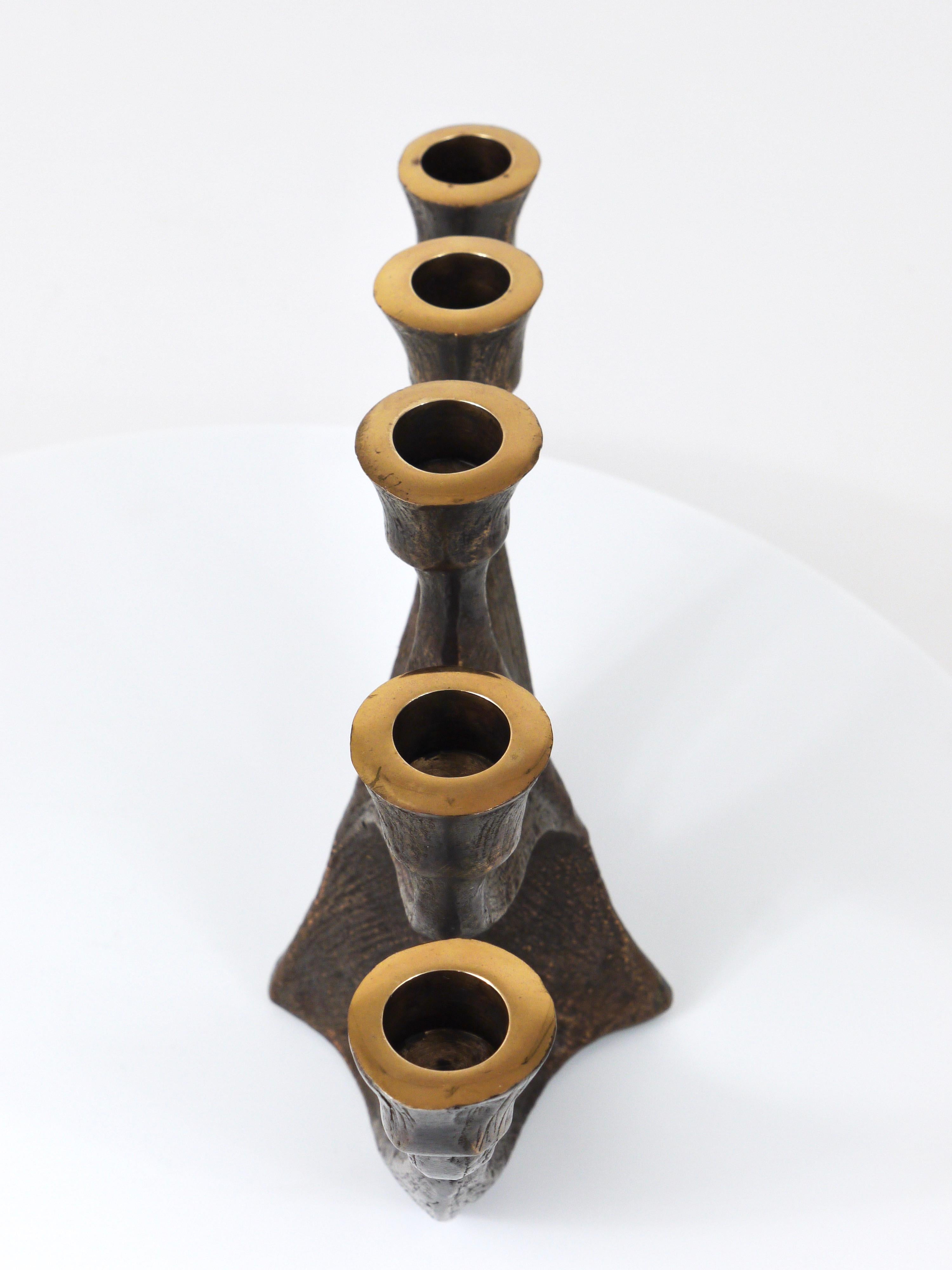Up to Two Midcentury Brutalist Bronze Candleholders by Michael Harjes, 1960s For Sale 9