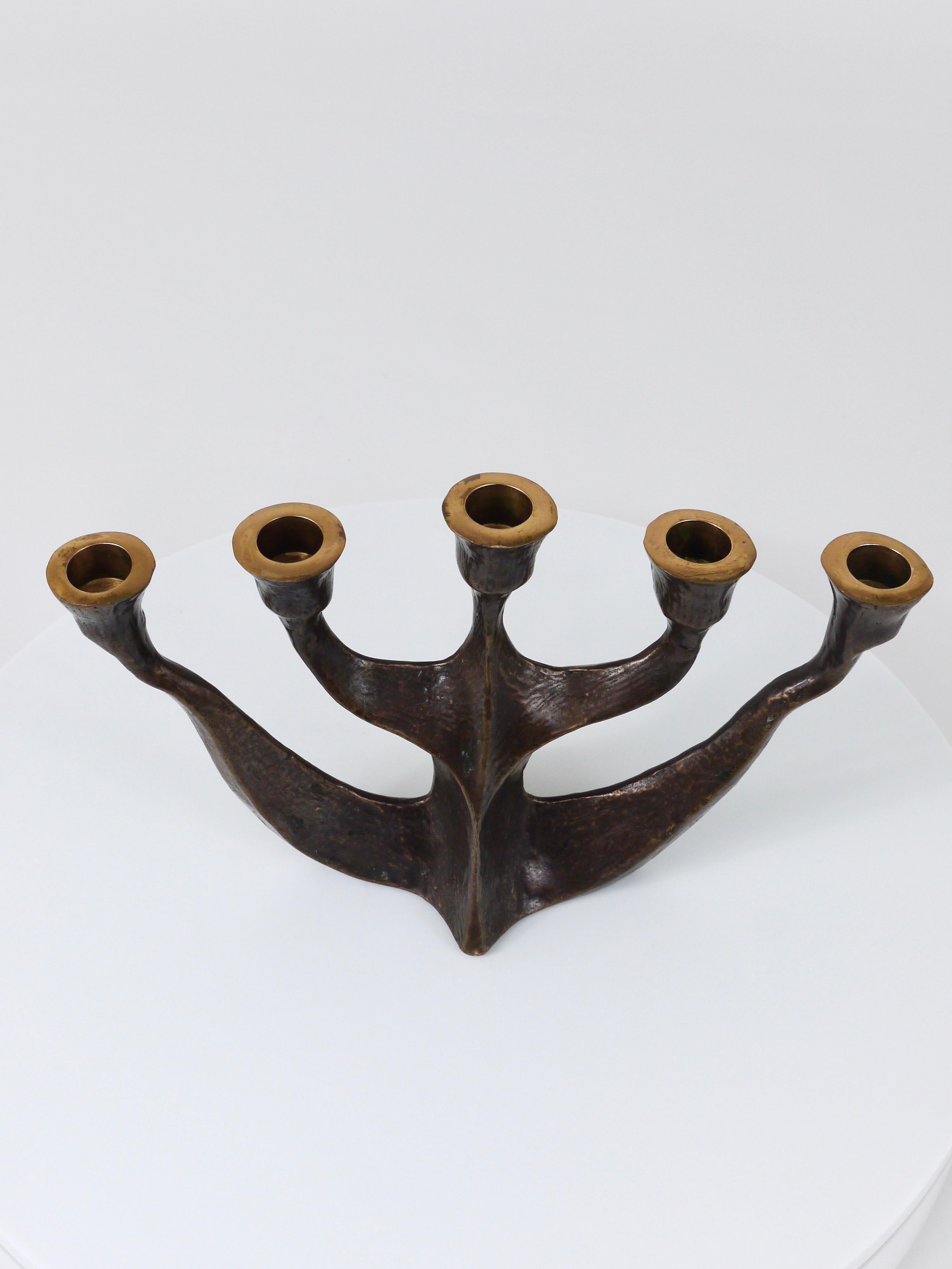 Up to Two Midcentury Brutalist Bronze Candleholders by Michael Harjes, 1960s For Sale 10