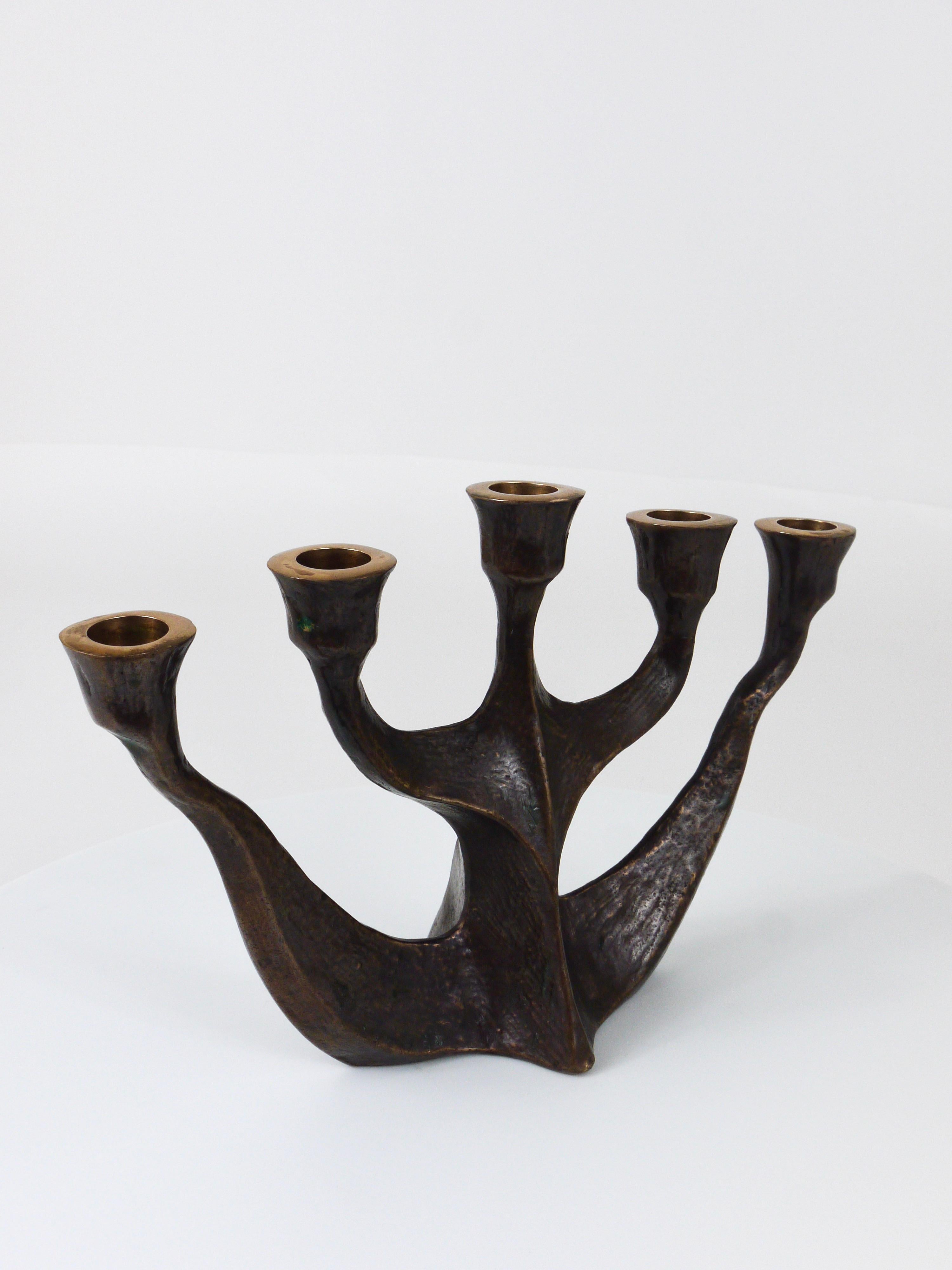 Up to Two Midcentury Brutalist Bronze Candleholders by Michael Harjes, 1960s For Sale 11
