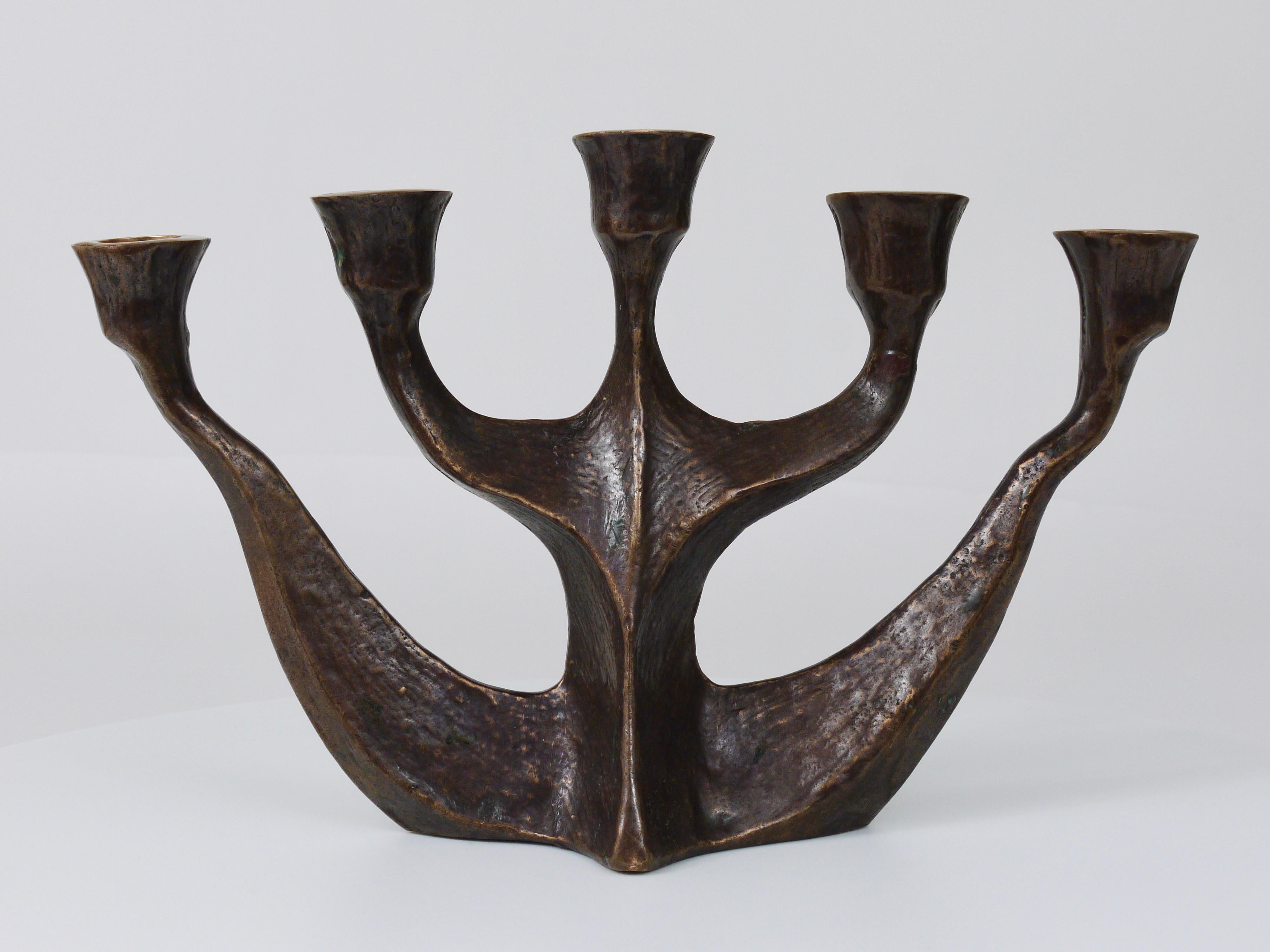 Up to Two Midcentury Brutalist Bronze Candleholders by Michael Harjes, 1960s For Sale 14