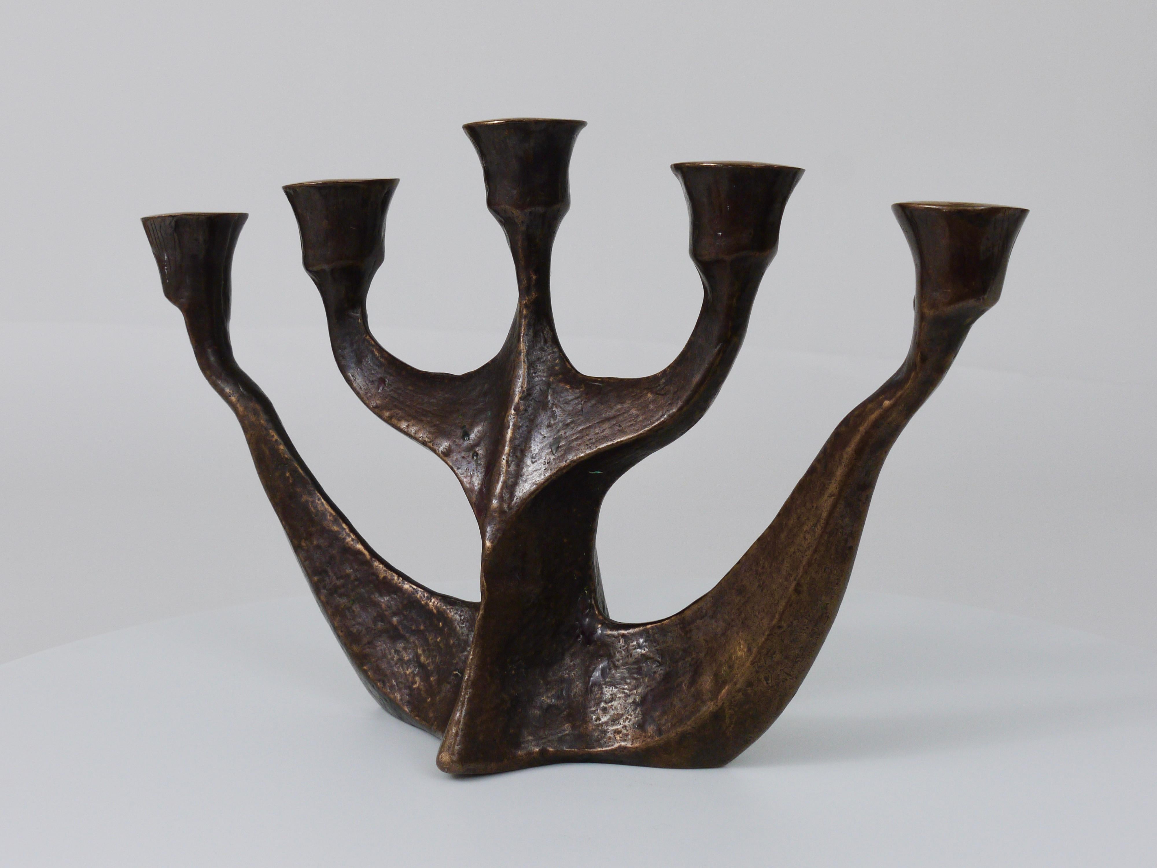 Up to Two Midcentury Brutalist Bronze Candleholders by Michael Harjes, 1960s For Sale 15