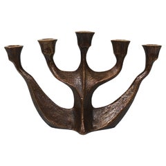 Up to Two Midcentury Brutalist Bronze Candleholders by Michael Harjes, 1960s