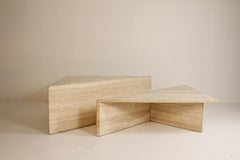 Up & Up 1970s Italian Travertine Coffee Table Triangular