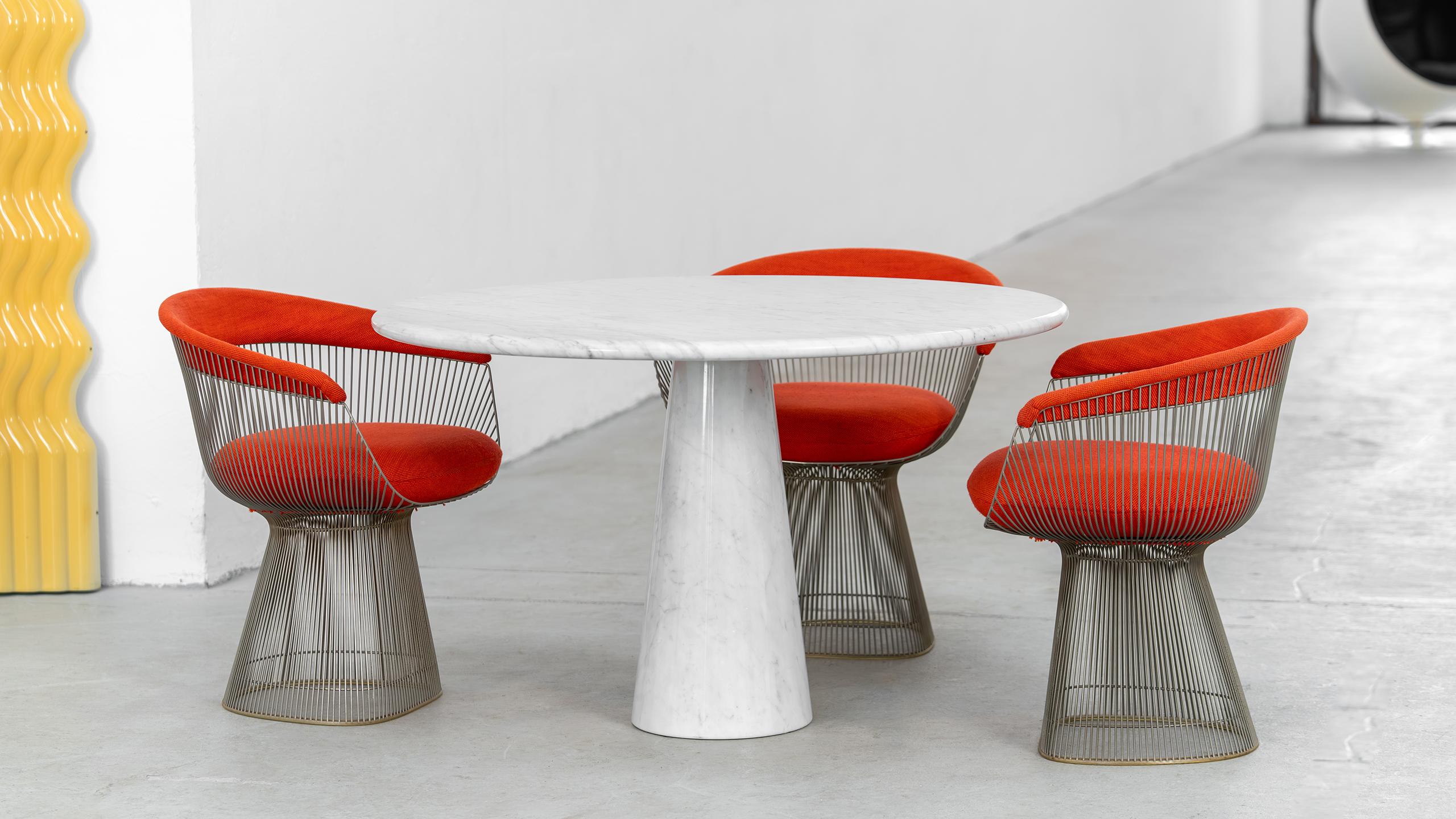 Up & Up 1978 Italy Pedestal Carrara Marble Dining Table attr. Angelo Mangiarotti en vente 9