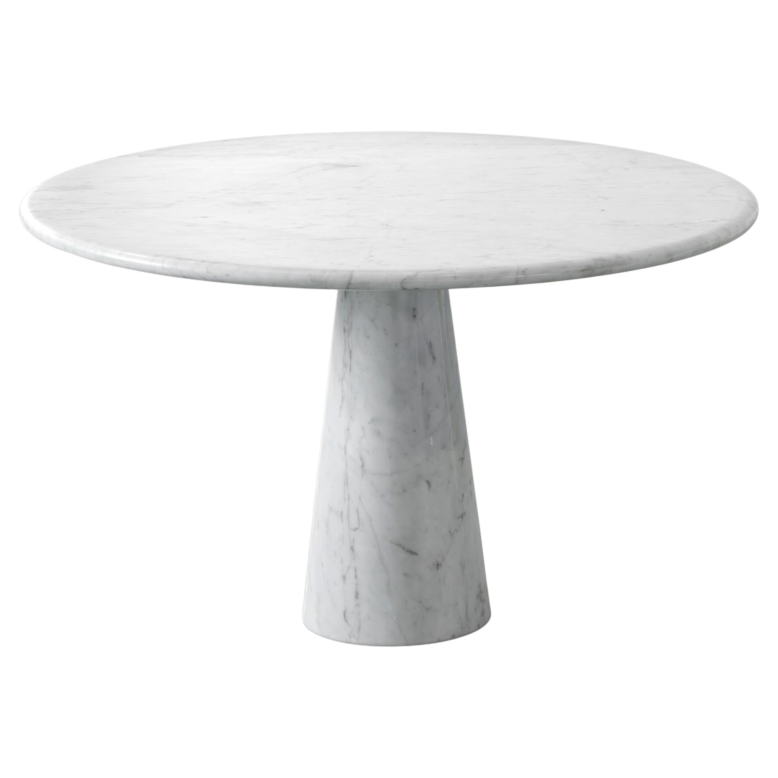 Up & Up 1978 Italy Pedestal Carrara Marble Dining Table attr. Angelo Mangiarotti