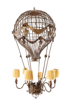 Up, Up and Away: Large Vintage Hot Air Ballon Chandelier, 58" H