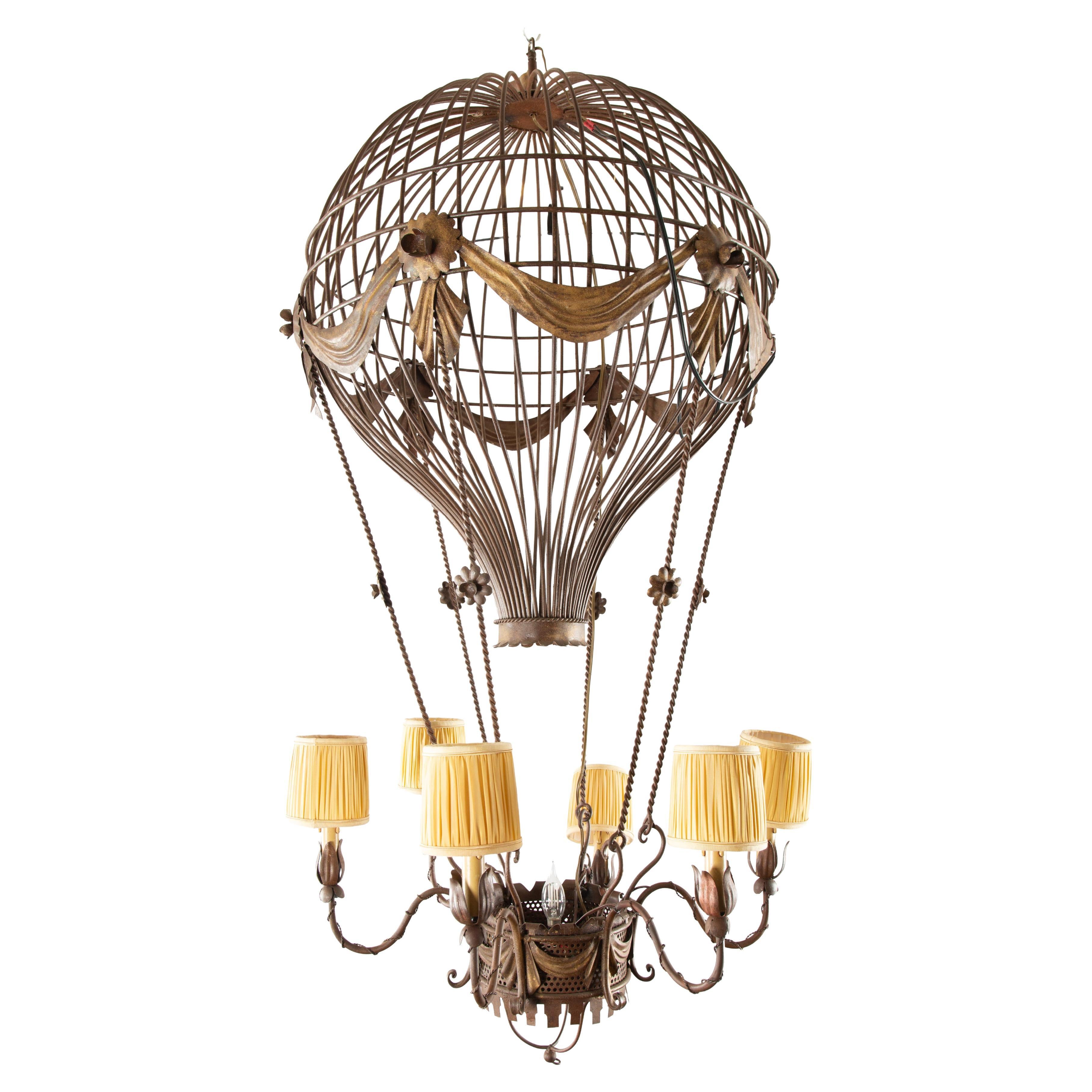 Up, Up and Away: Large Vintage Hot Air Ballon Chandelier, 58" H