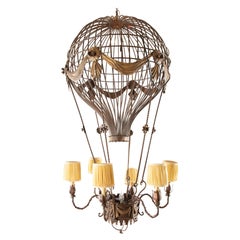 Up, Up and Away: Large Vintage Hot Air Ballon Chandelier, 58" H