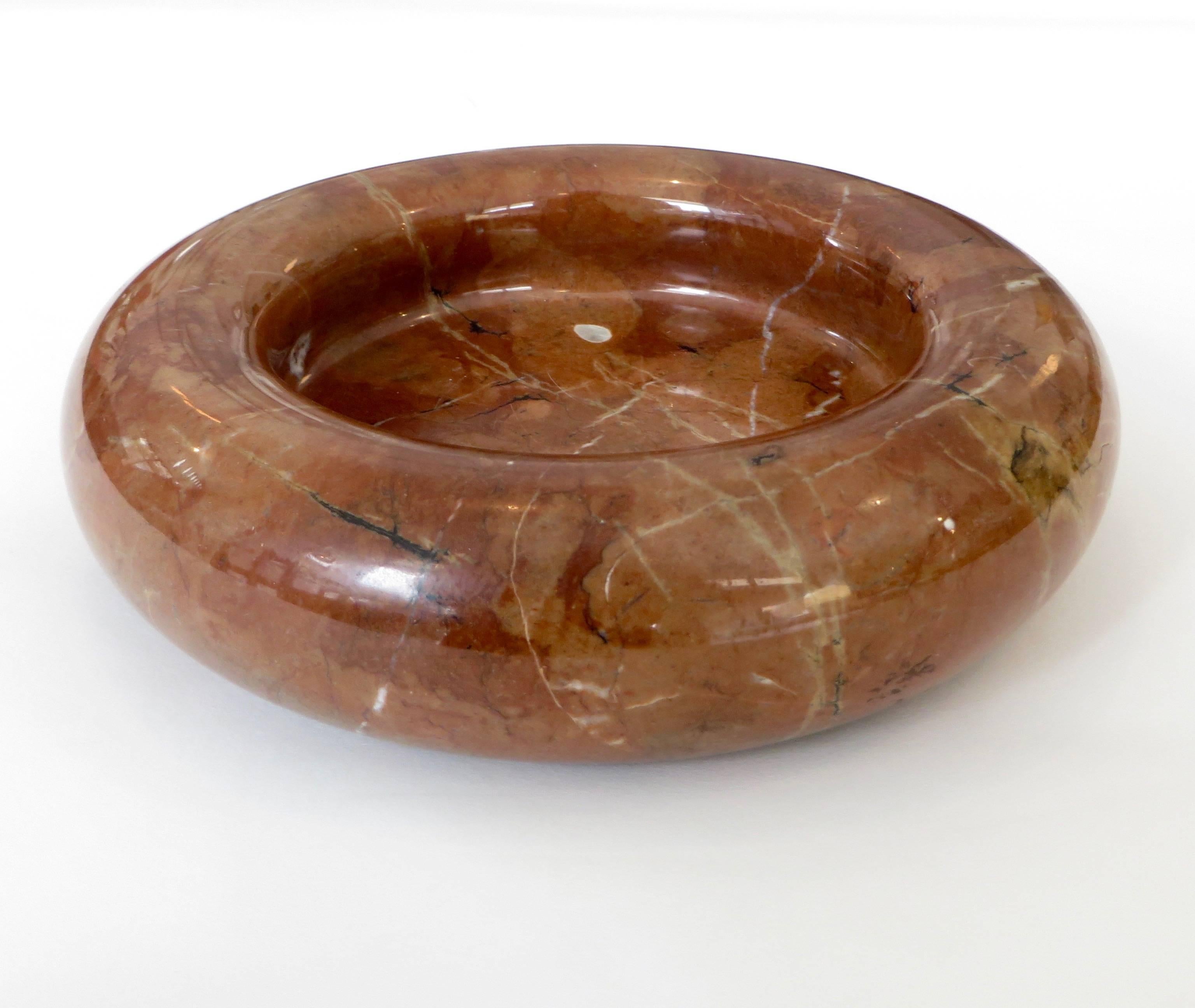 Italian iconic red marble vide poche or bowl by Segio Asti for Up & Up Atelier International. 
No chips or cracks, polished and in perfect condition. 
A great place for keys or desktop items or just decoration.
 