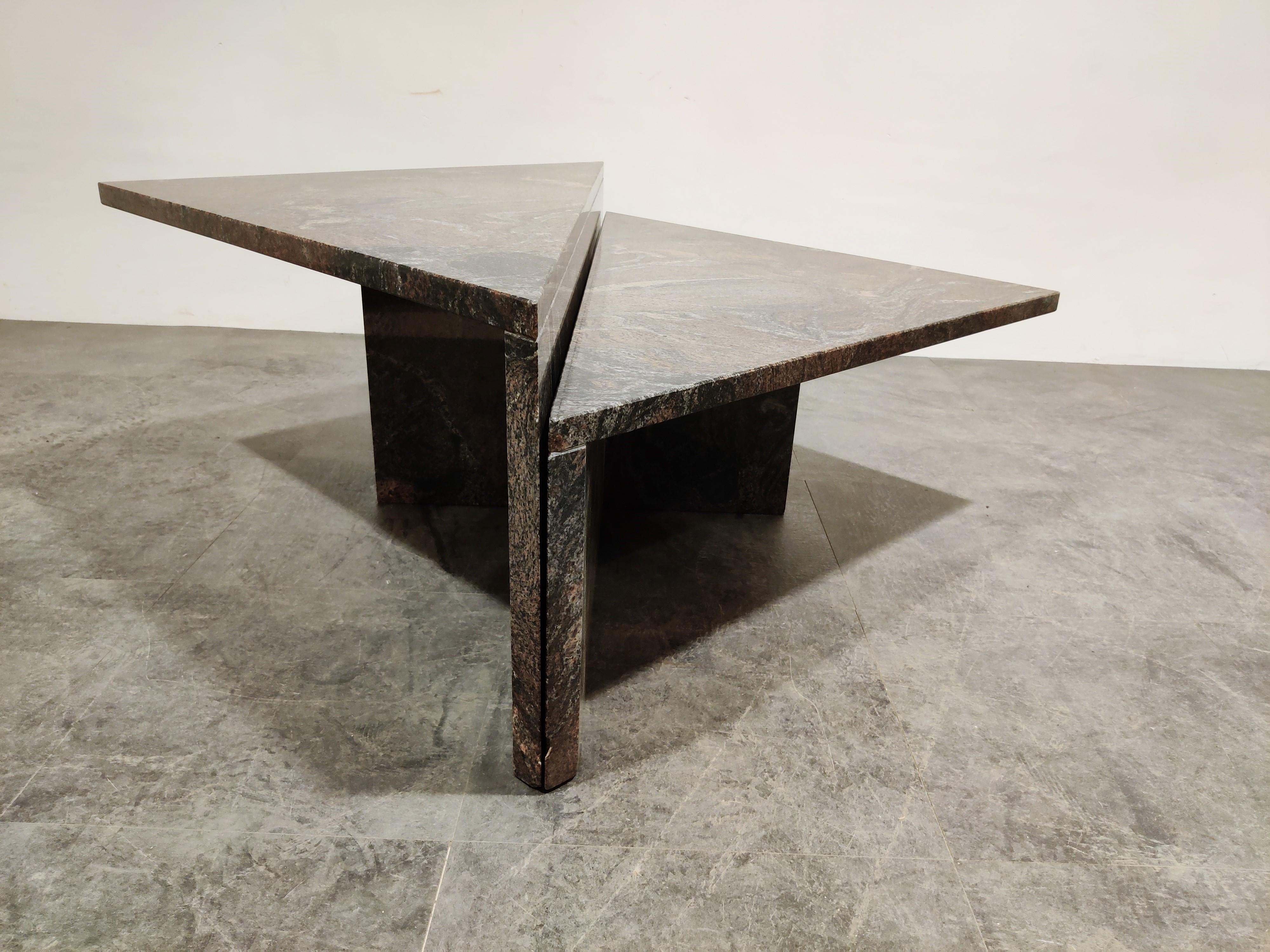 Mid-Century Modern Up & Up Granite Triangular Coffee Tables, 1970s