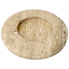 Up & Up Italian Sculptural Travertine Vide Poche Bowl by Sergio Asti 