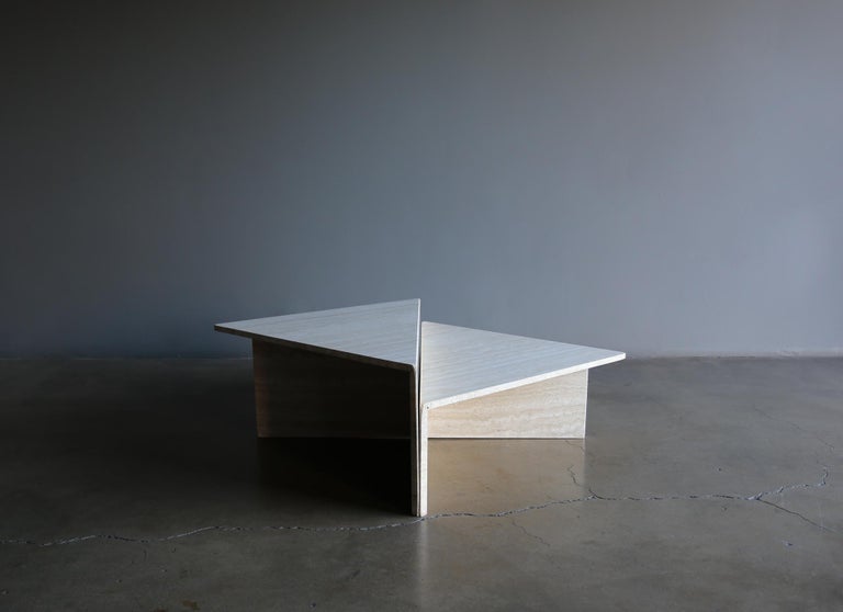 Up and Up Tiered Two-Piece Travertine Coffee Table, circa 1978 For Sale ...
