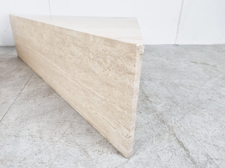 Up and Up travertine triangular coffee tables, 1970s at 1stDibs ...