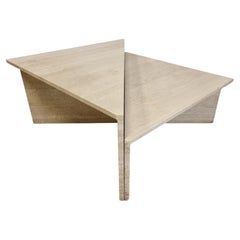 Up & Up Travertine Triangular Coffee Tables, 1970s