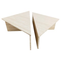 Up & Up travertine triangular coffee tables, 1970s