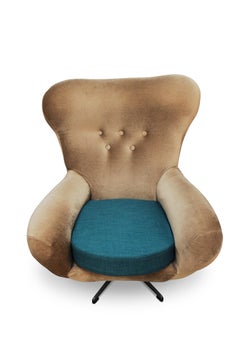 Jindřich Halabala for UP Závody Brno Czech mid century cream egg chair