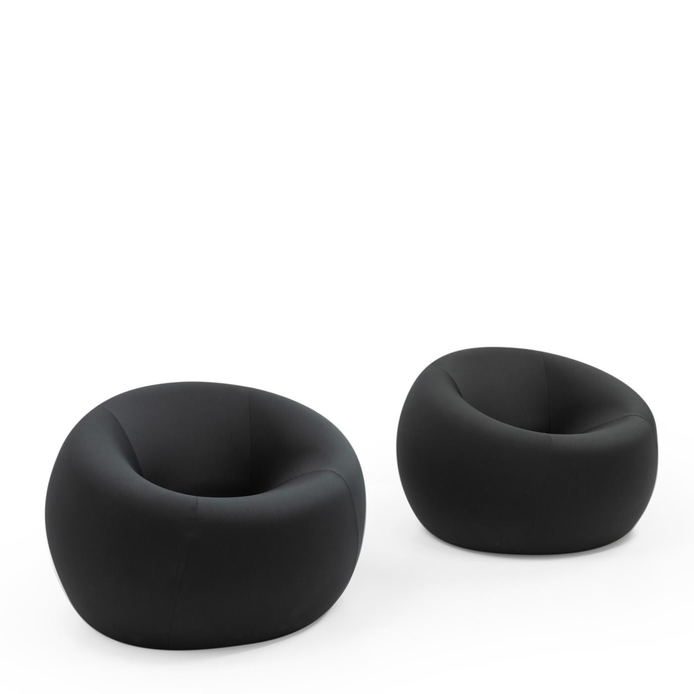 UP1 Lounge Chairs, designed  in 1969 by Gaetano Pesce for C&B Italia (now B&B Italia):

These lounge chairs are known for their distinctive, sculptural round form, and due to their structure being completely built up from polyurethane foam, they are