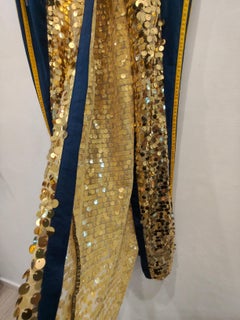 Upcycle Adidas blue gold sequins skirt pants size M
