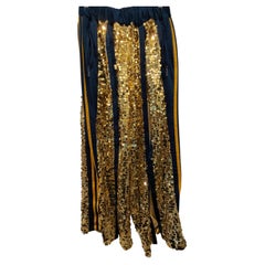 Upcycle Adidas blue gold sequins skirt pants size M