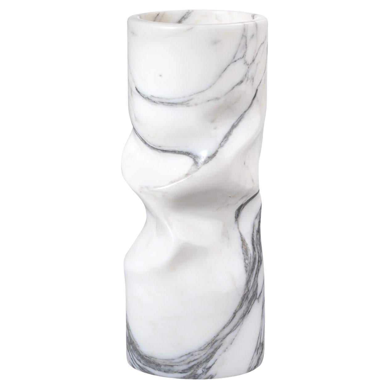 Upcycled Arabescato Marble Vase For Sale