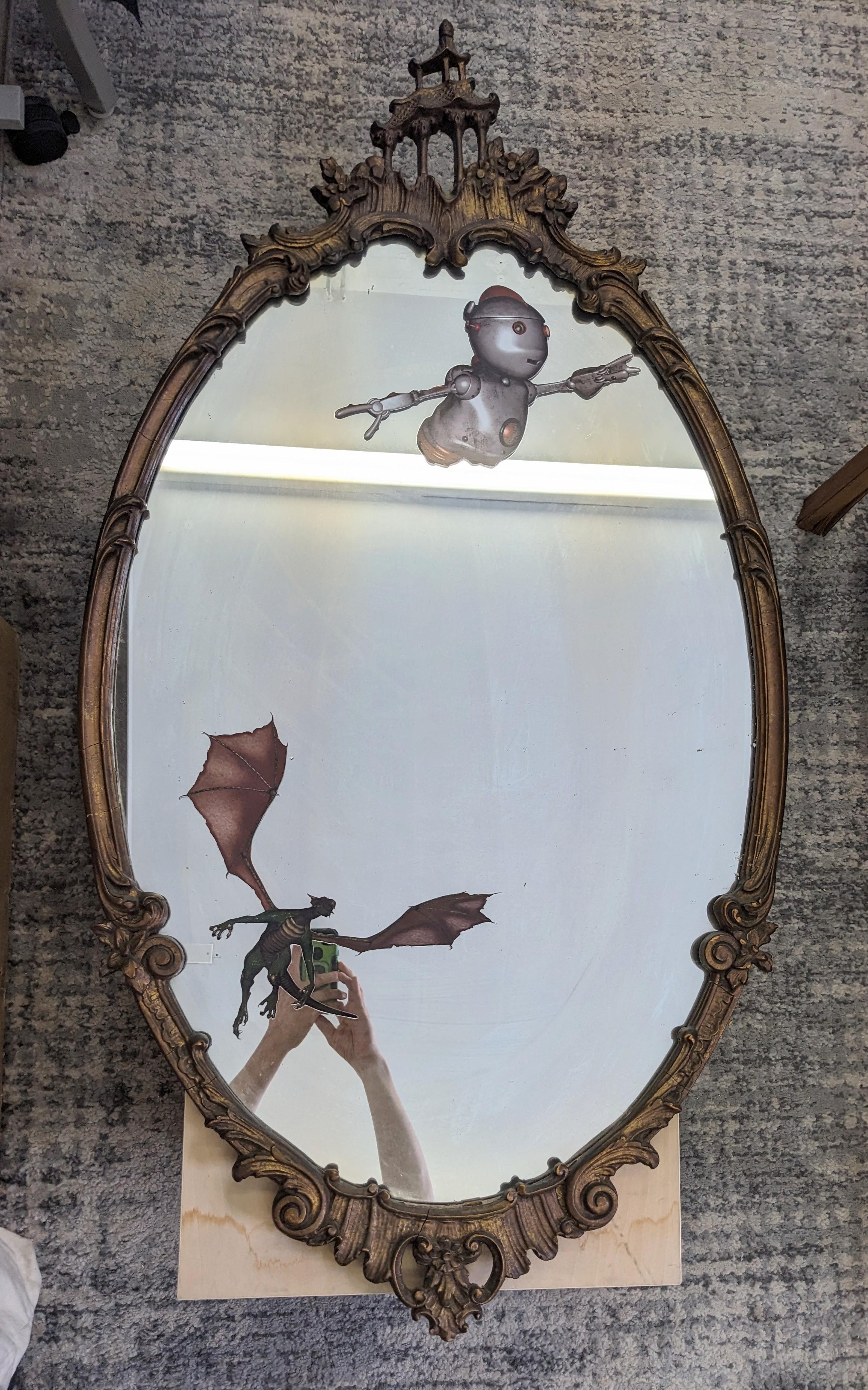 Miroir Art Déco chinoiseries recyclé, Studio VL en vente 6