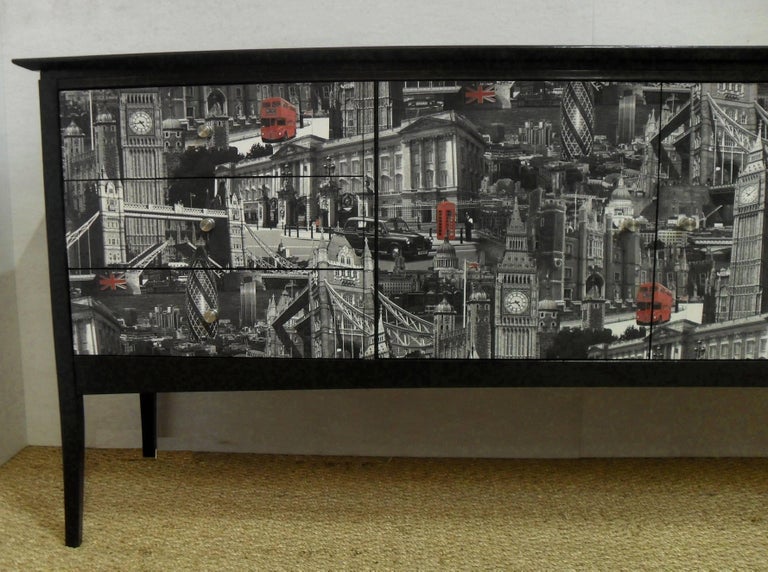 Upcycled Bespoke Black London Sideboard For Sale at 1stDibs