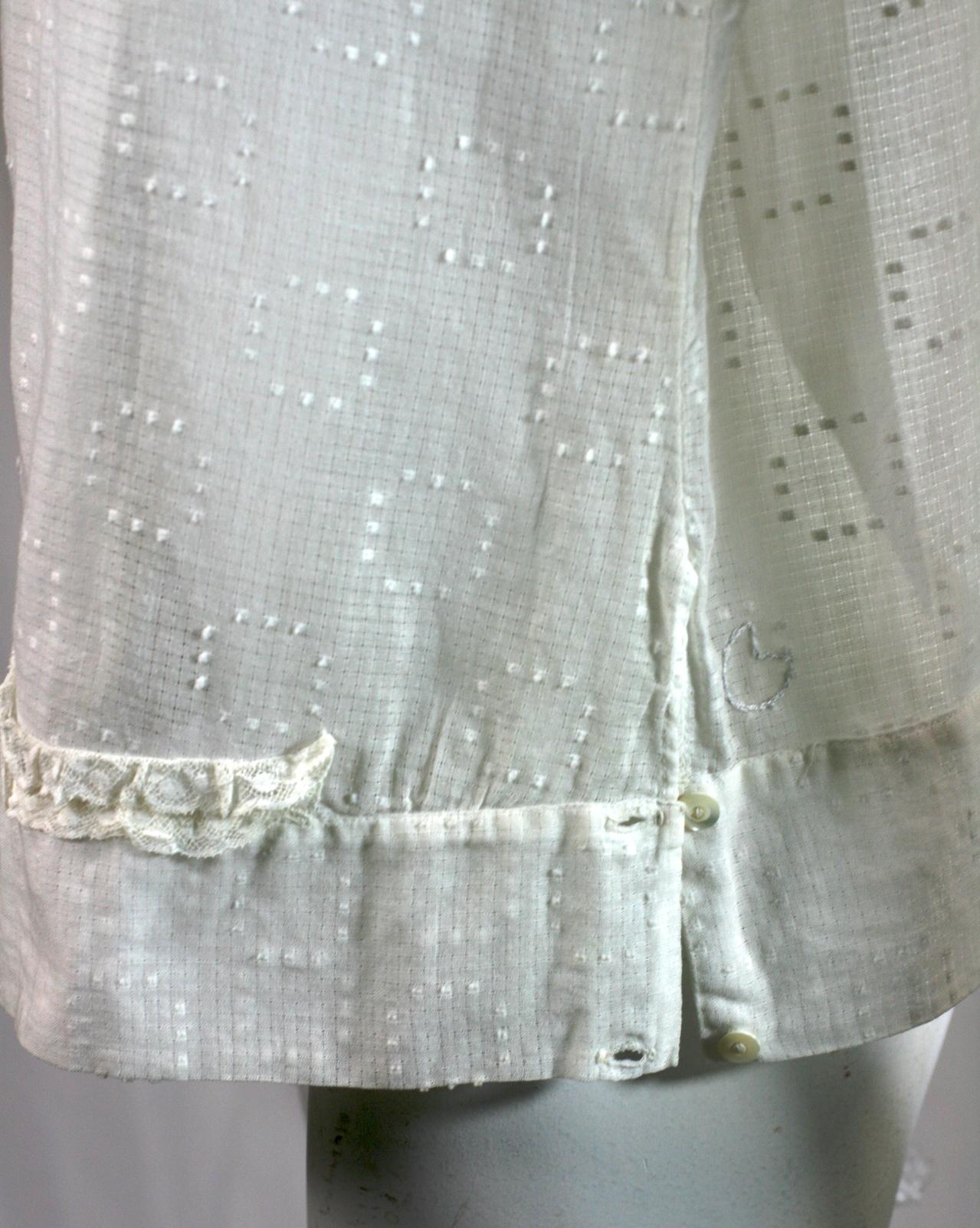 Gray Upcycled Embroidered 1920's Batiste blouse, Studio VL For Sale