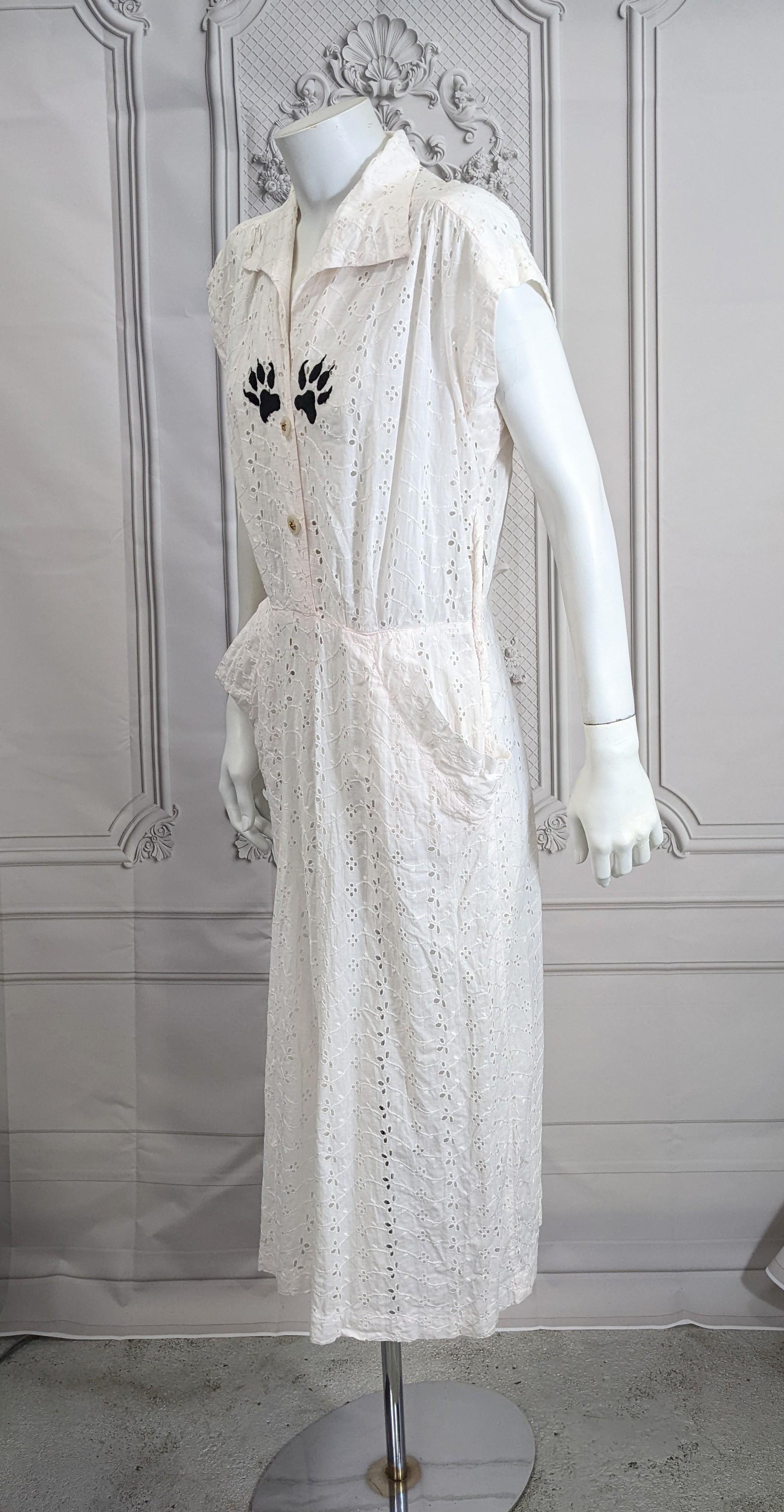 Upcycled Eyelet Dress with Hand Embroidery, Studio VL In Excellent Condition For Sale In New York, NY