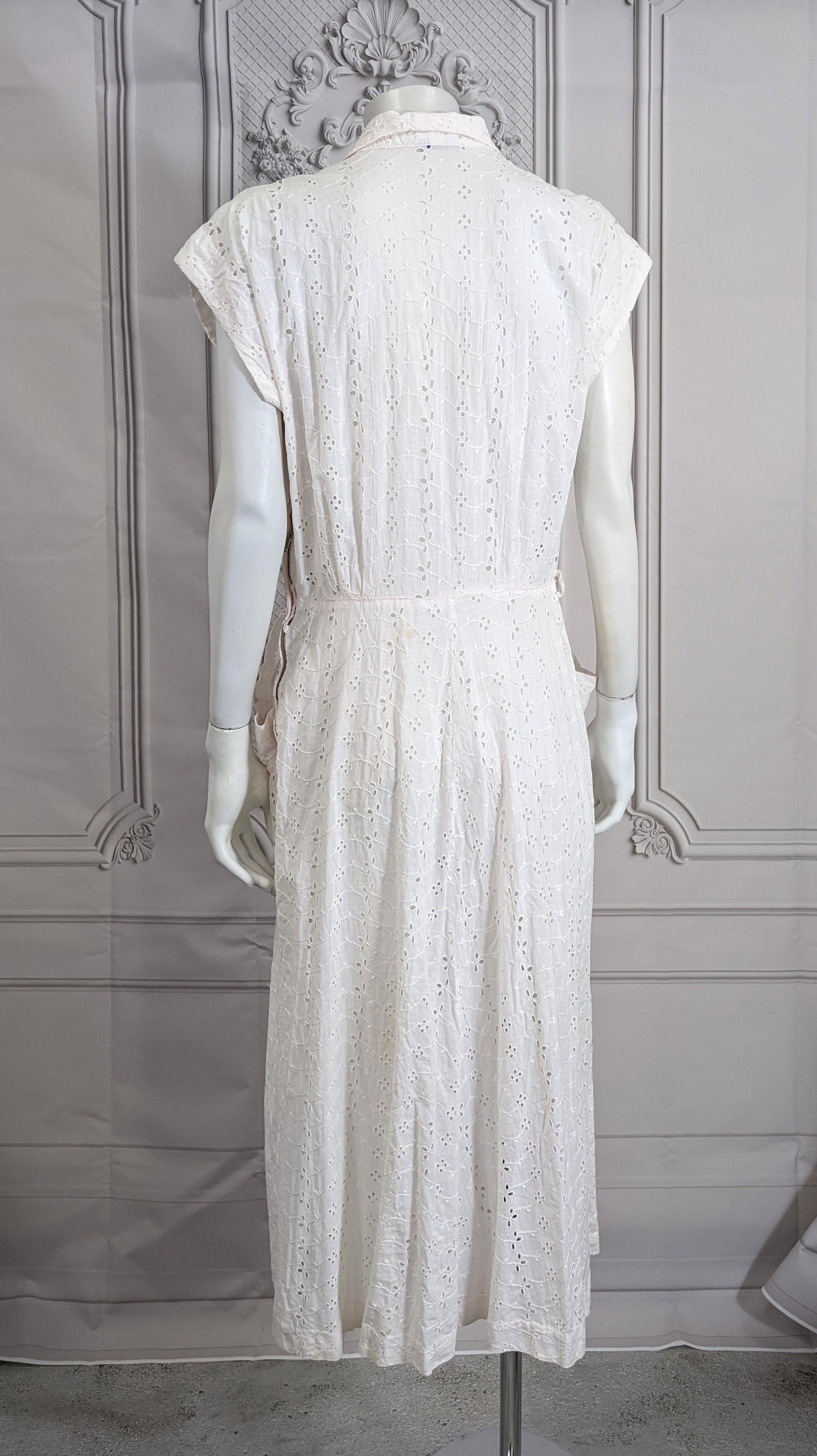 Women's or Men's Upcycled Eyelet Dress with Hand Embroidery, Studio VL For Sale