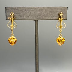 Upcycled gold and 4.27 carat citrine heart earrings in a Baroque style by G&GS