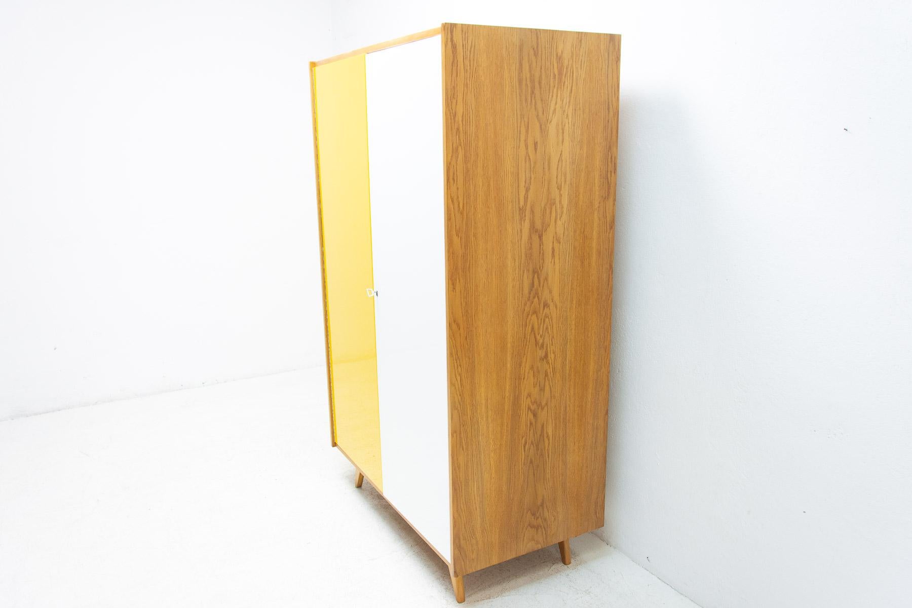 Veneer Upcycled Mid-Century Wardrobe U-450 by Jiří Jiroutek, 1960's, Czechoslovakia