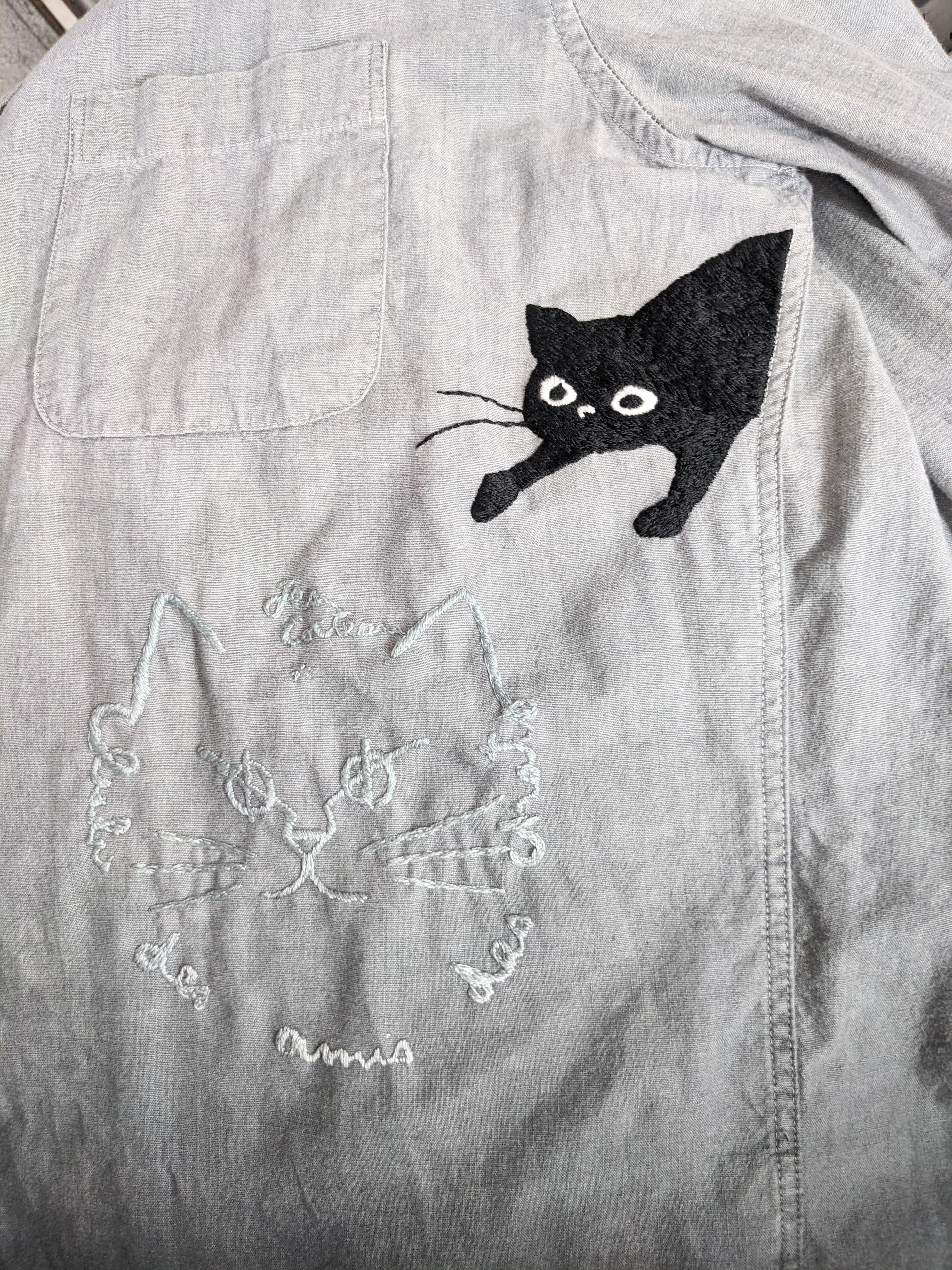 Women's or Men's Upcycled Ombre Shirt, Cocteau and Picasso Cats, Studio VL For Sale
