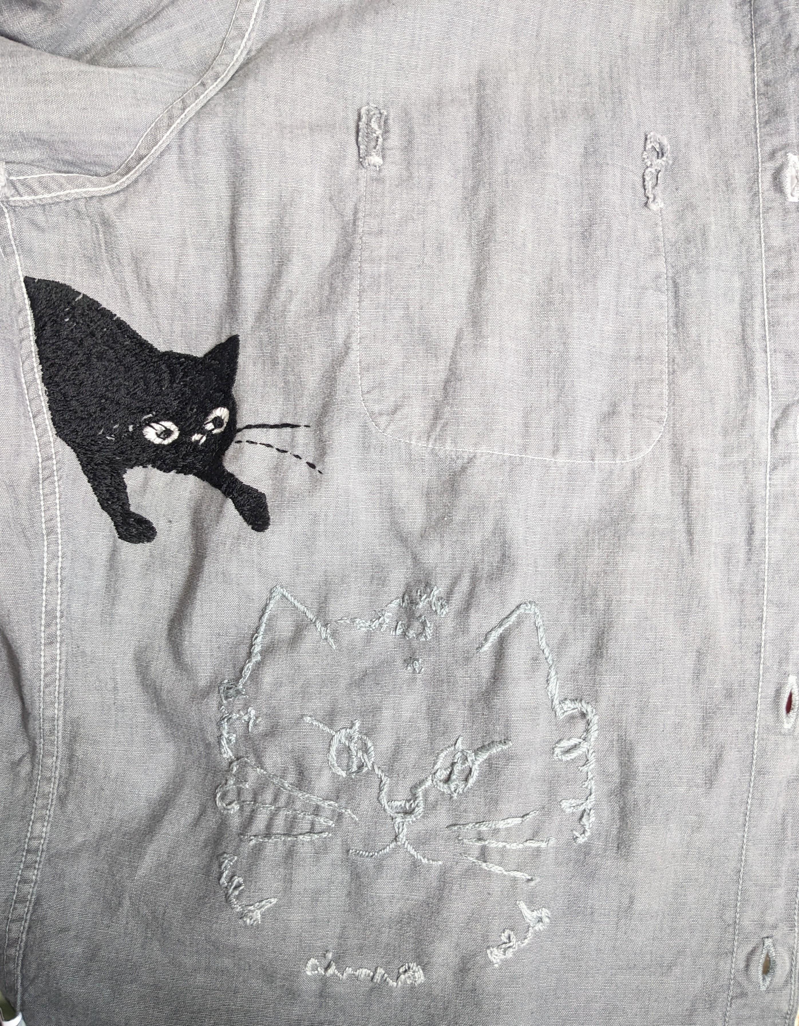 Upcycled Ombre Shirt, Cocteau and Picasso Cats, Studio VL For Sale 1