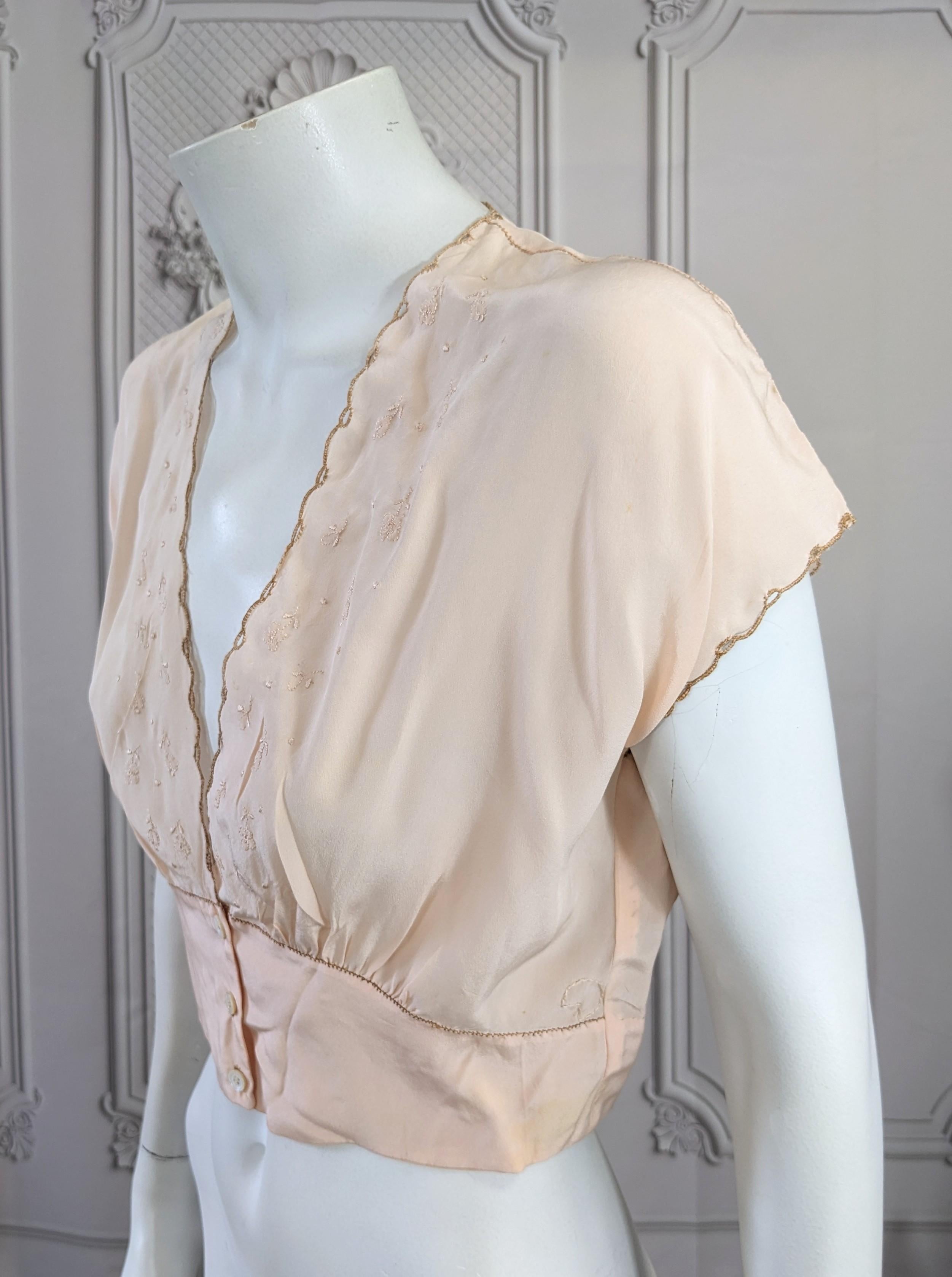 Upcycled Silk Crepe Art Deco Top, Studio VL In Good Condition For Sale In New York, NY