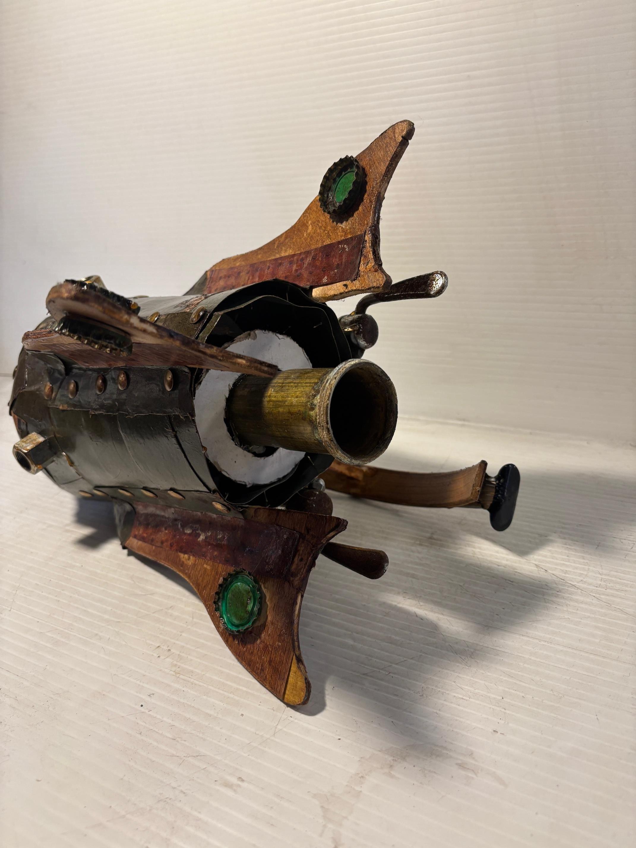 Hand-Crafted Upcycled Steampunk Spaceship by Chris Spollen For Sale