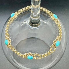 Upcycled turquoise in 14k gold, and upcycled 18k gold rolo chain bracelet