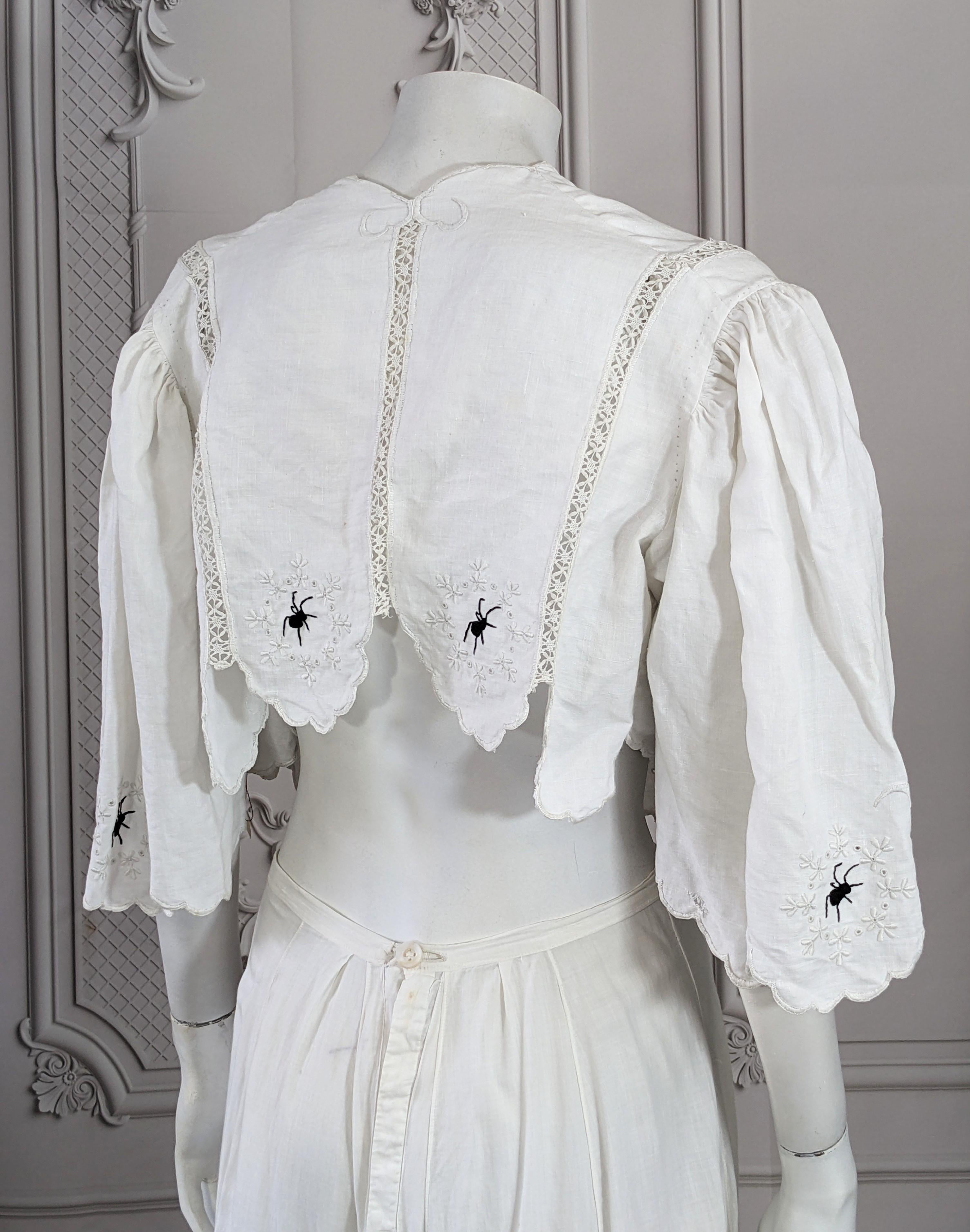 Women's Upcycled Victorian Linen Spider Bolero, Studio VL For Sale