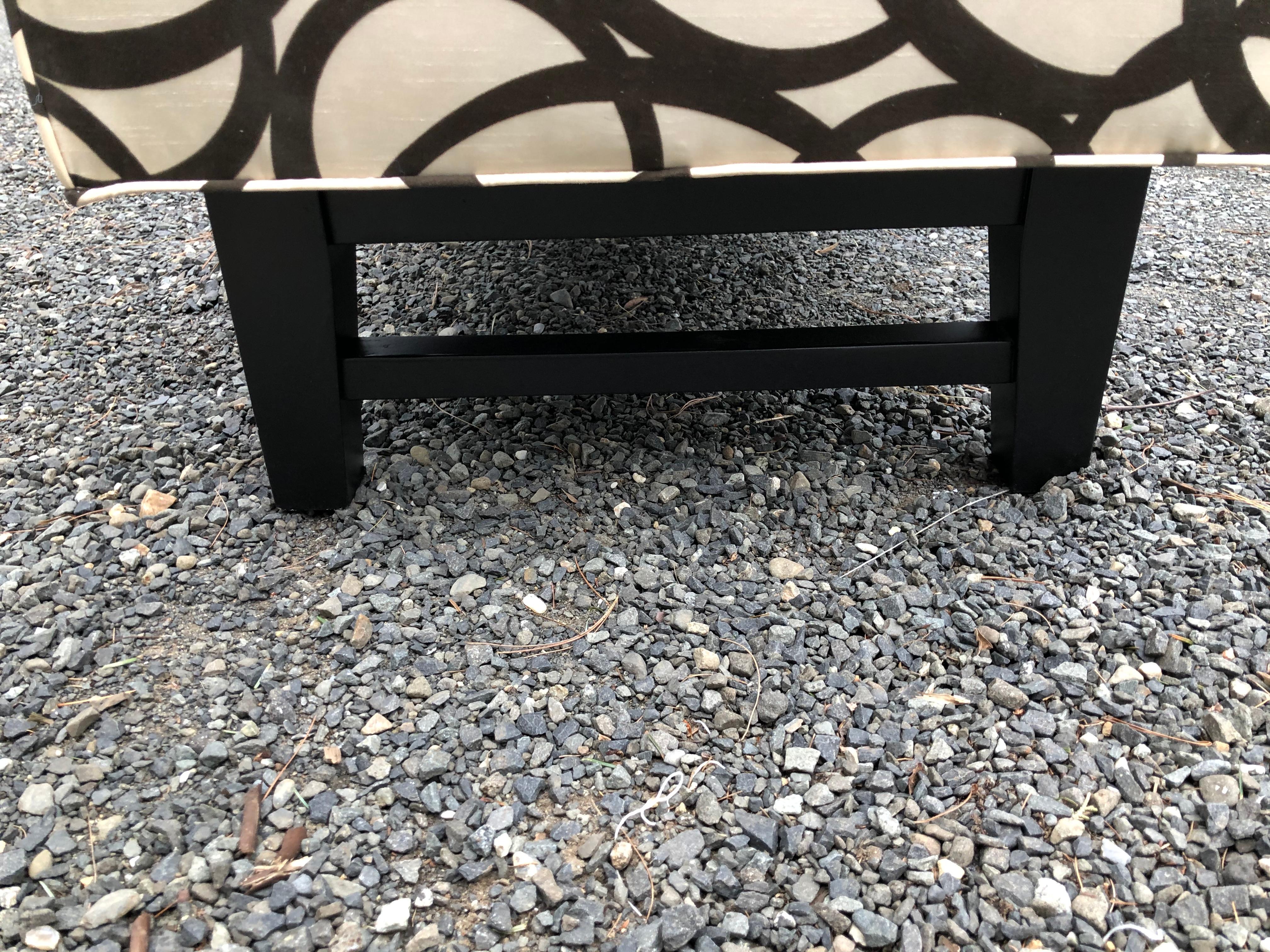 black and white upholstered bench