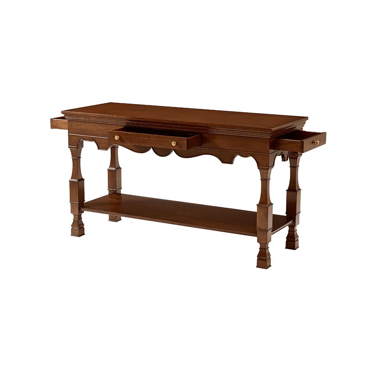 Updated Jacobean Console Table In New Condition For Sale In Westwood, NJ
