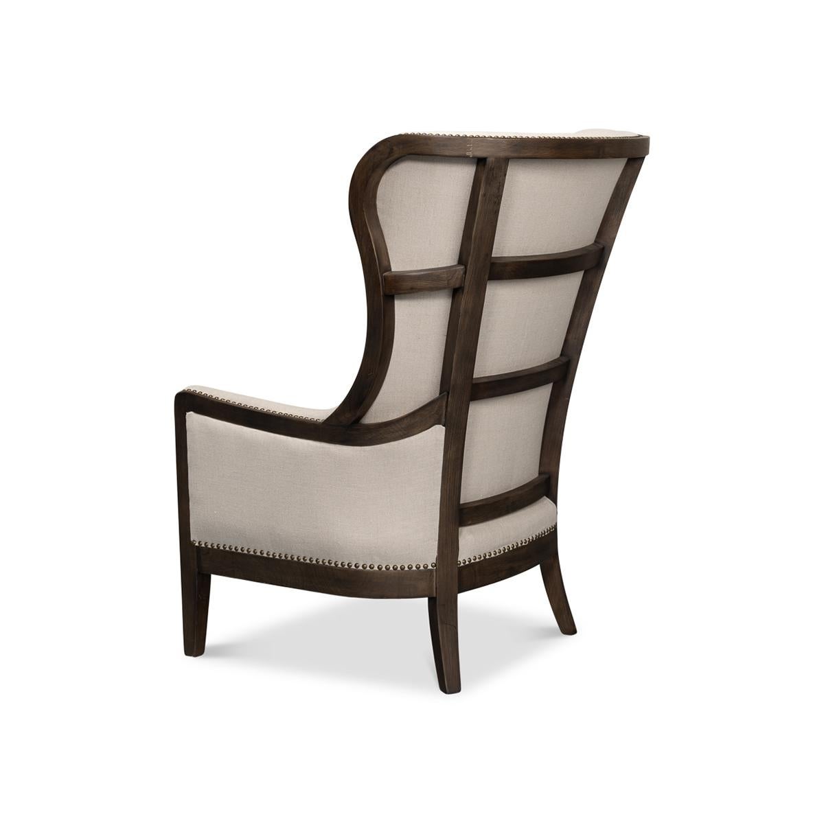 Updated Modern Classic Wingchair In New Condition For Sale In Westwood, NJ