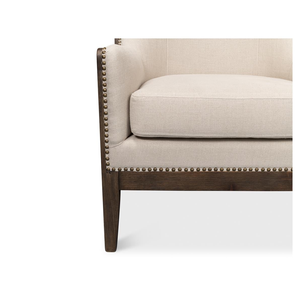 Linen Updated Modern Classic Wingchair For Sale