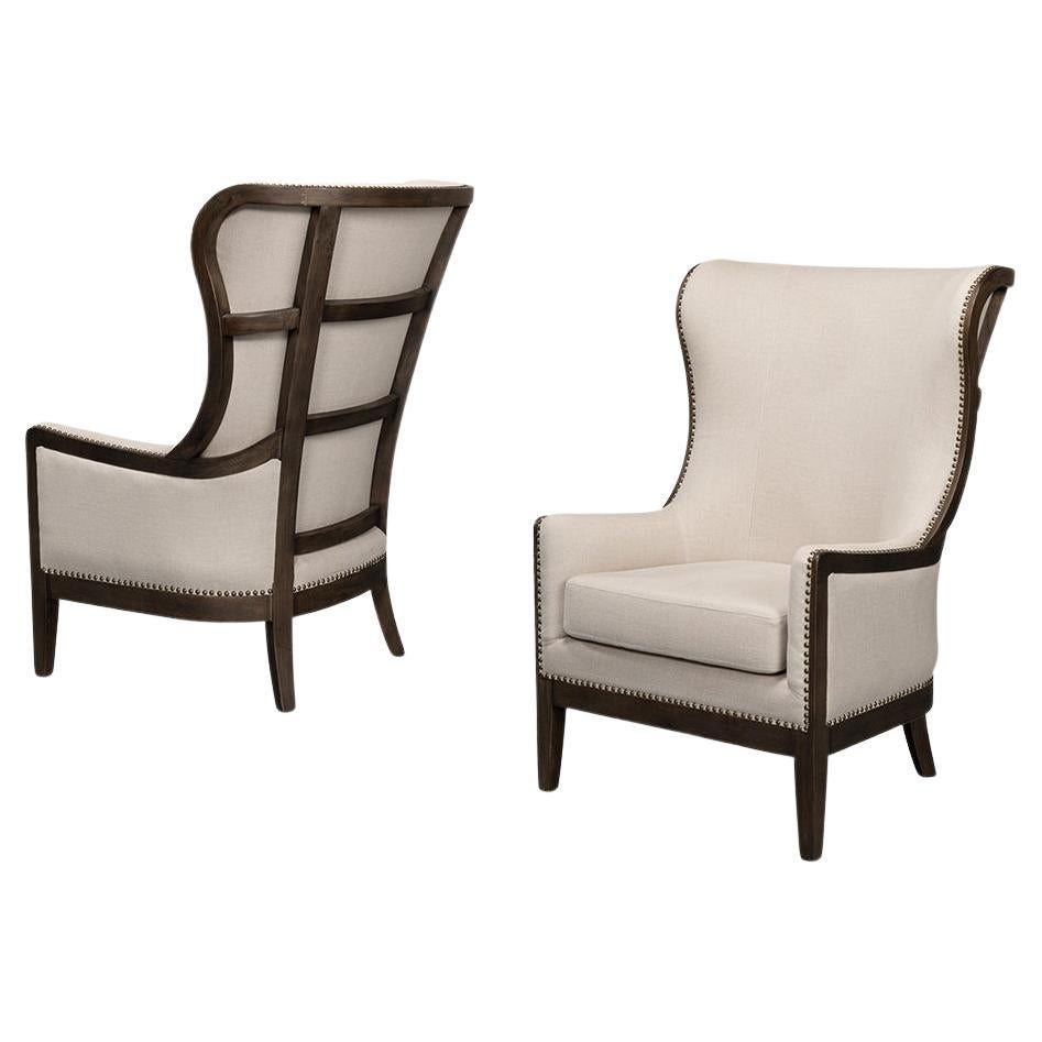 Updated Modern Classic Wingchair For Sale