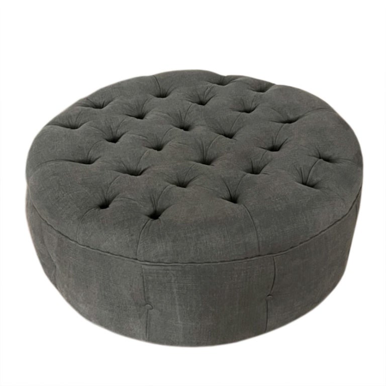Upholstered 1960s Kenyan Round Ottoman For Sale at 1stDibs