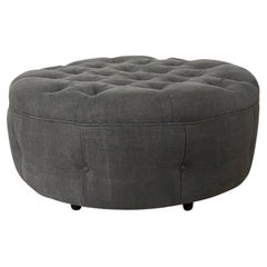 Pouf rond kenyanais tapissé des années 1960