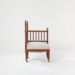 Upholstered 19th Century Bobbin Corner Chair